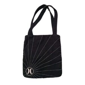 Hurley‎ Dark Brown Corduroy Tote Bag Sunburst Stitch Embroidered Logo ~9x10